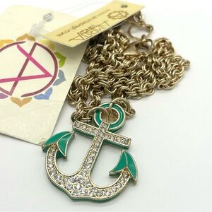 Amrita Singh Green Jeweled Anchor Pendant Necklace NWT